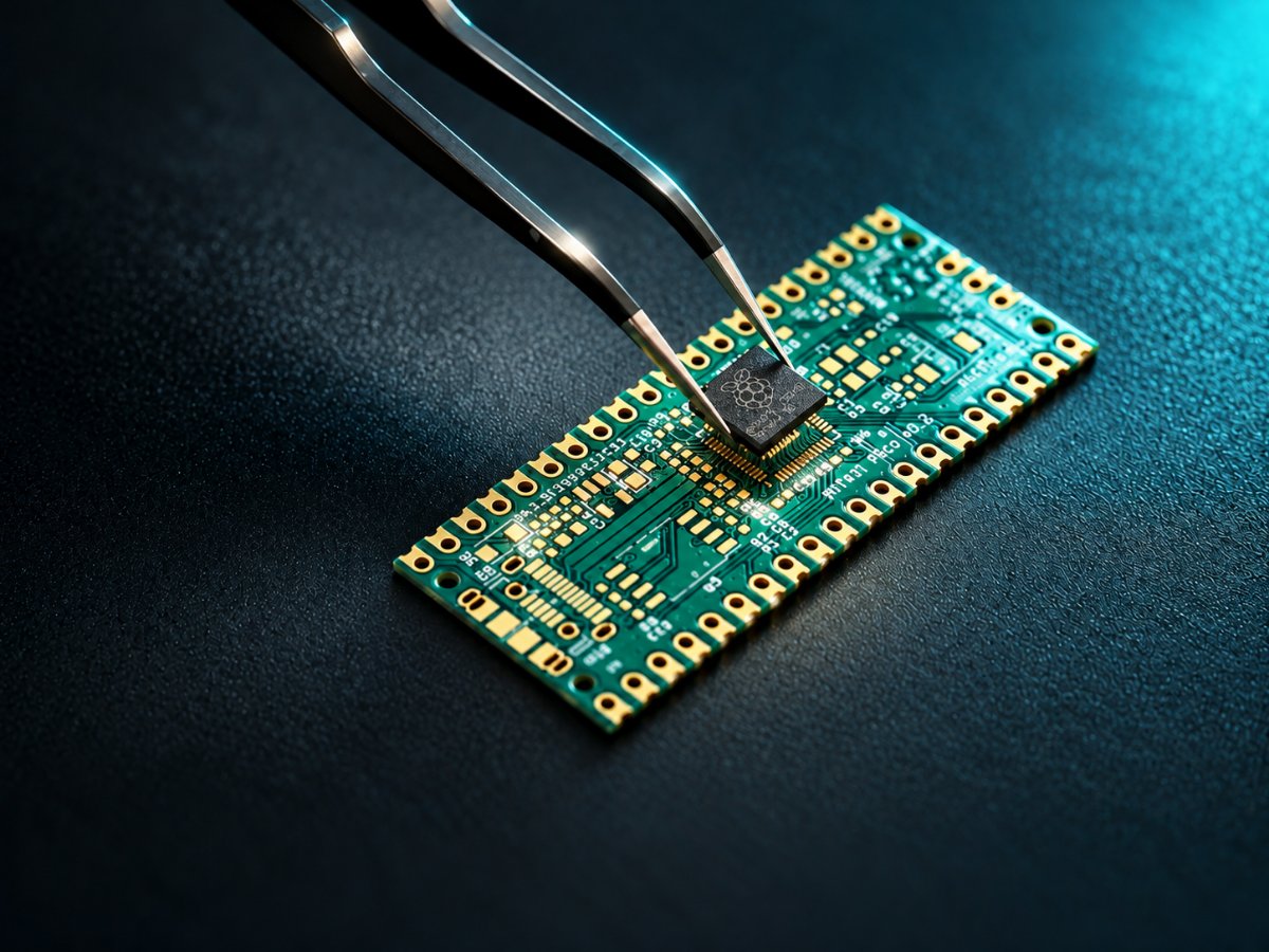 Microchip placed on a circuit board